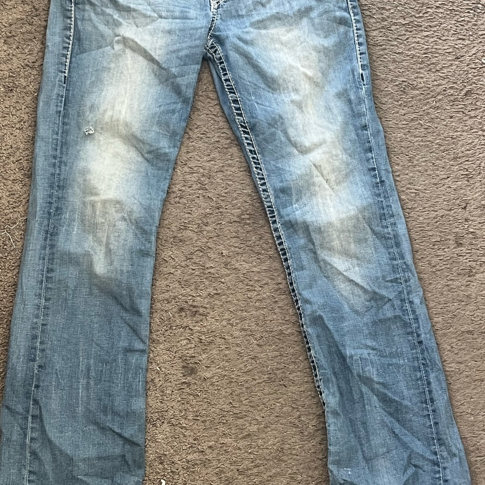 True Religion Distressed Blue Boot Cut Jeans